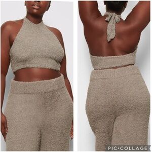 Skims Cozy Knit Boucle Halter‎ Top Smoke Grey S/M